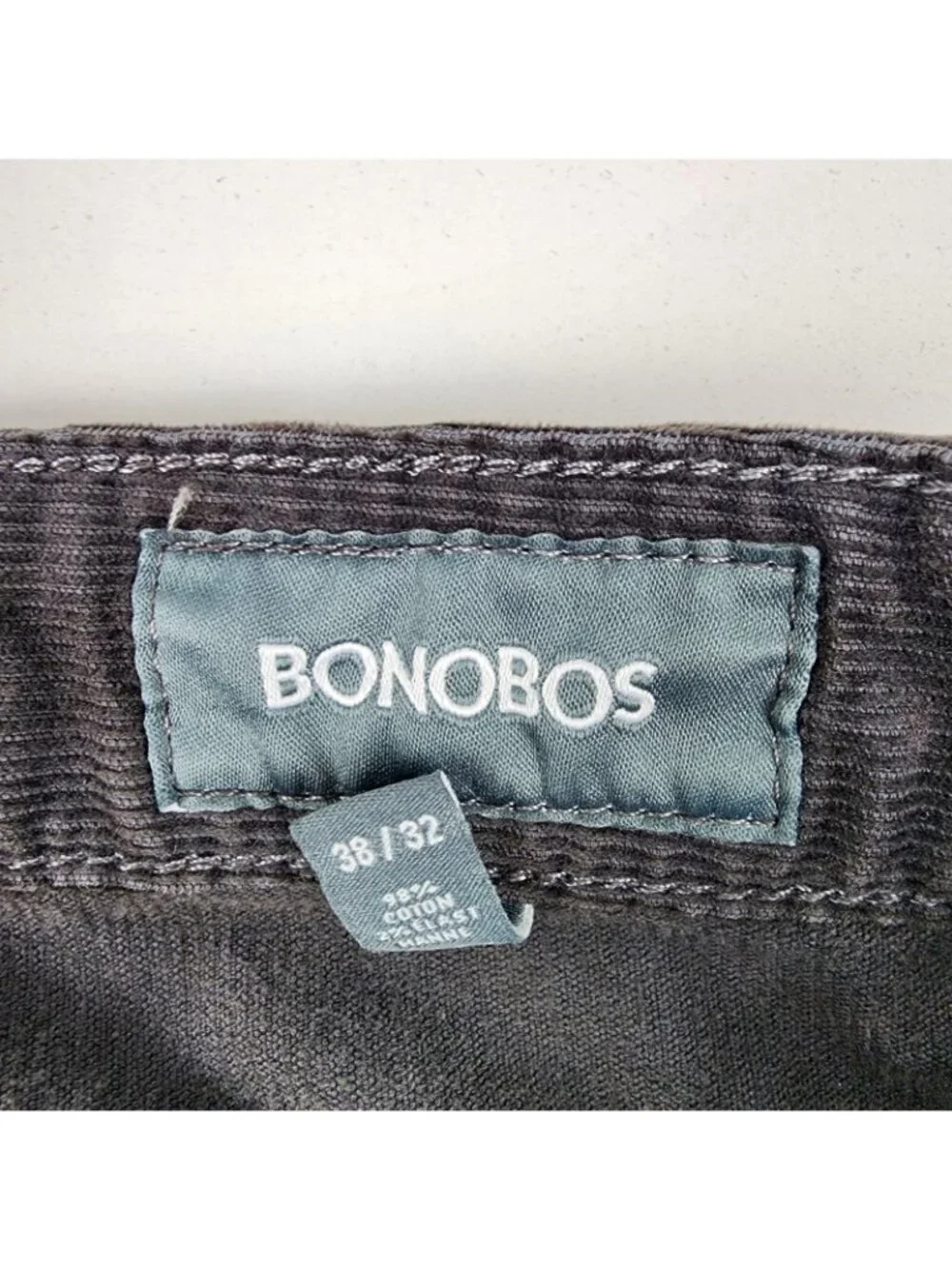 Bonobos Pants Mens 38x32 Corduroy Straight Leg Charcoal Gray